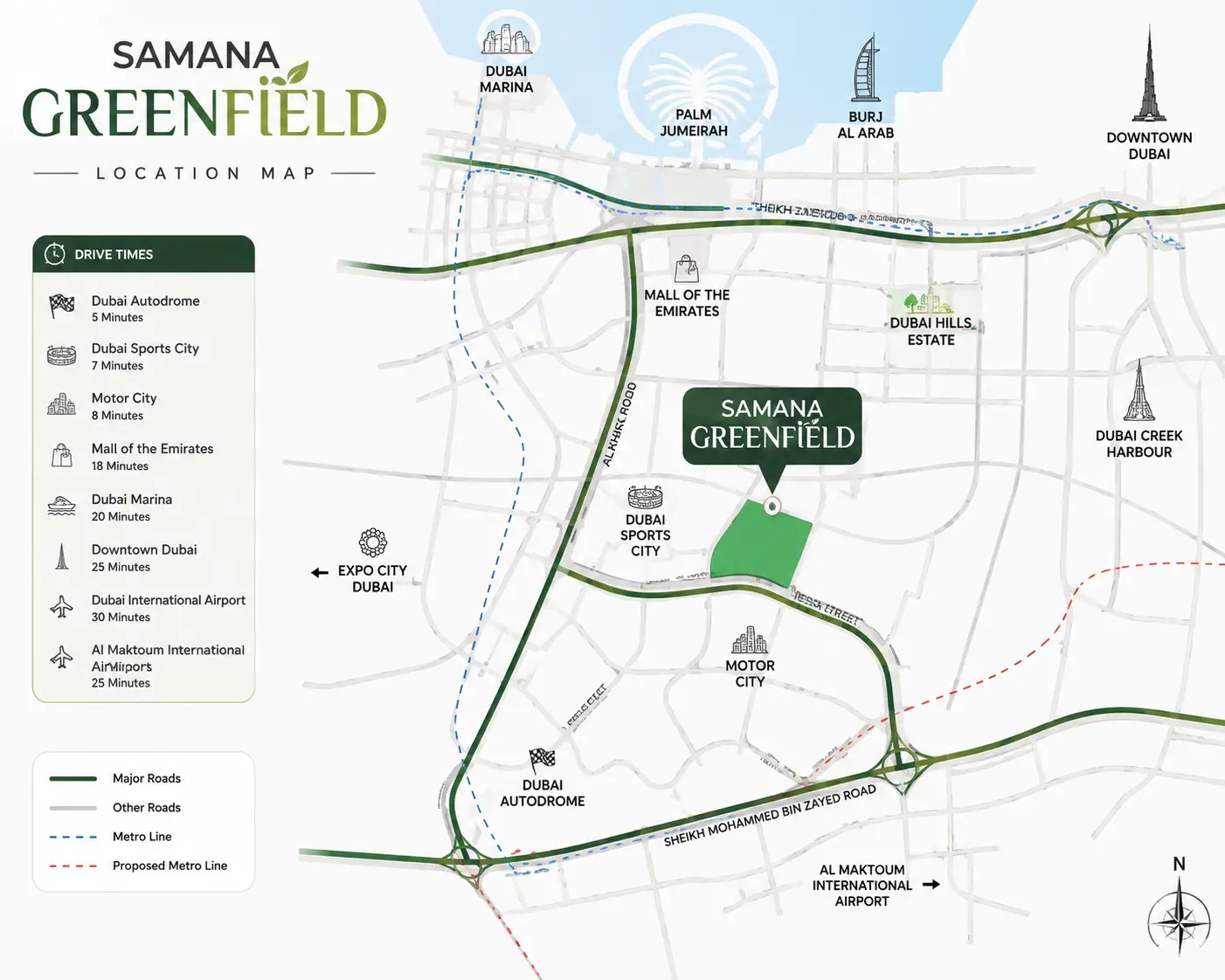 Samana Greenfield Location Connectivity Map